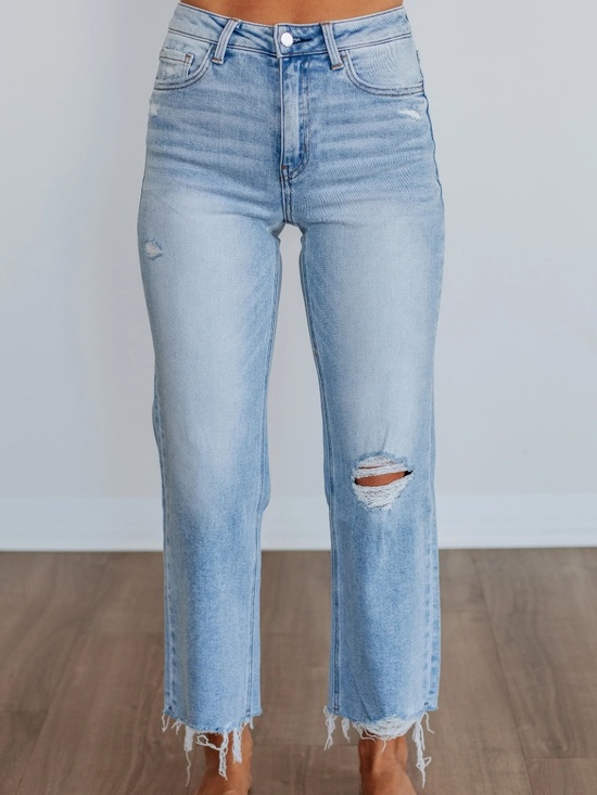 Vervet Denim - Vervet Light Wash Distressed Stretchy Flare Jeans